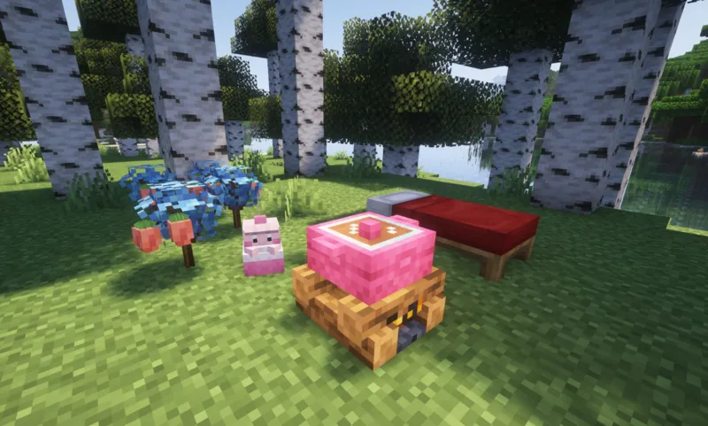 A campfire, with the new Cobblemon Campfire Pot on top