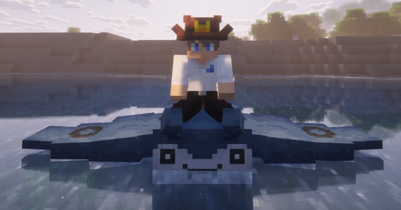Player Riding Mantine in Cobblemon 1.7.2