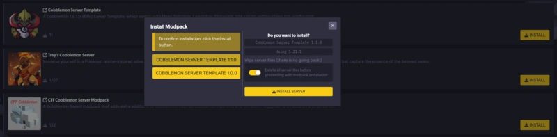 Cobblemon Server Template Modpack Install